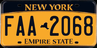 NY license plate FAA2068