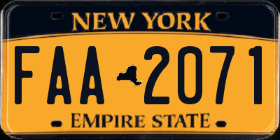 NY license plate FAA2071