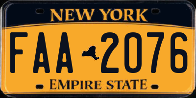 NY license plate FAA2076