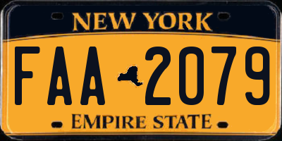 NY license plate FAA2079