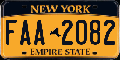 NY license plate FAA2082