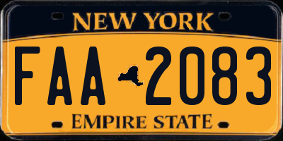 NY license plate FAA2083