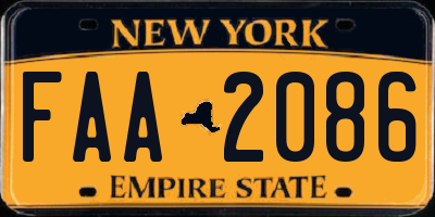 NY license plate FAA2086