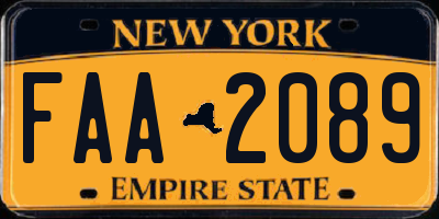 NY license plate FAA2089