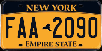 NY license plate FAA2090