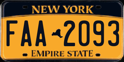 NY license plate FAA2093