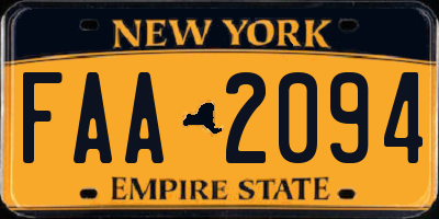 NY license plate FAA2094