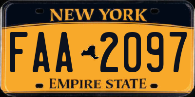 NY license plate FAA2097