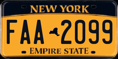 NY license plate FAA2099