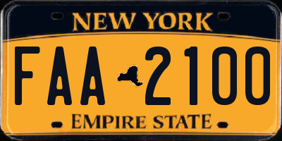 NY license plate FAA2100