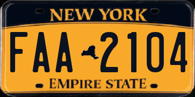 NY license plate FAA2104