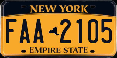 NY license plate FAA2105