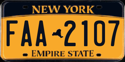 NY license plate FAA2107