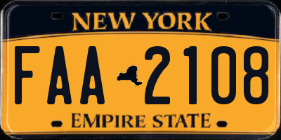 NY license plate FAA2108