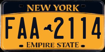 NY license plate FAA2114