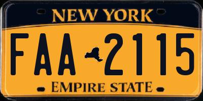 NY license plate FAA2115