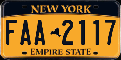 NY license plate FAA2117