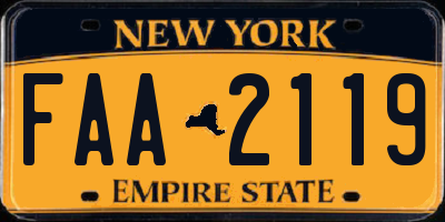NY license plate FAA2119