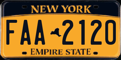 NY license plate FAA2120