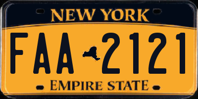 NY license plate FAA2121