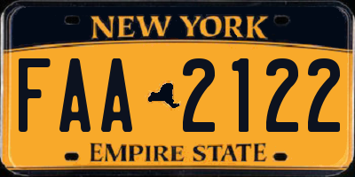 NY license plate FAA2122