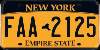 NY license plate FAA2125
