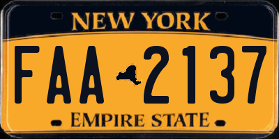 NY license plate FAA2137