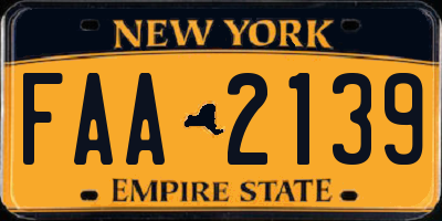 NY license plate FAA2139