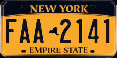 NY license plate FAA2141