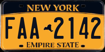 NY license plate FAA2142