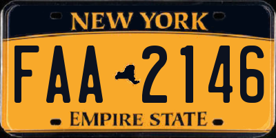 NY license plate FAA2146