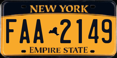 NY license plate FAA2149