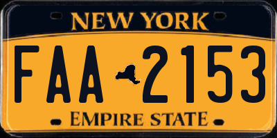 NY license plate FAA2153