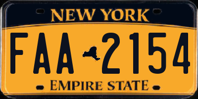 NY license plate FAA2154