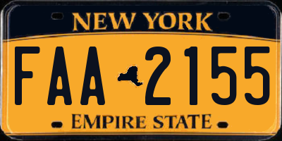 NY license plate FAA2155