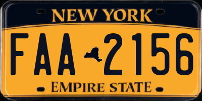 NY license plate FAA2156