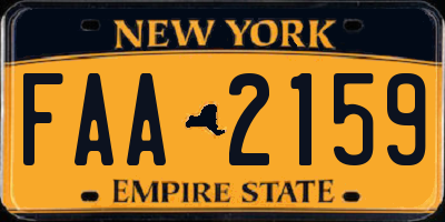 NY license plate FAA2159