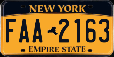 NY license plate FAA2163