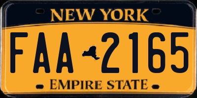 NY license plate FAA2165