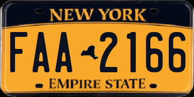 NY license plate FAA2166