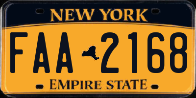 NY license plate FAA2168