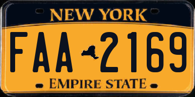 NY license plate FAA2169