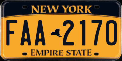 NY license plate FAA2170