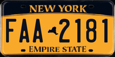 NY license plate FAA2181