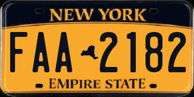 NY license plate FAA2182