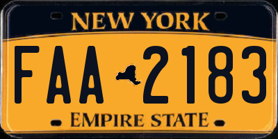 NY license plate FAA2183