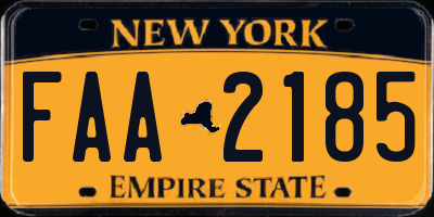 NY license plate FAA2185