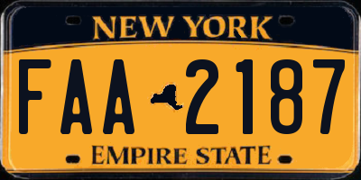 NY license plate FAA2187