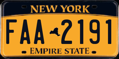 NY license plate FAA2191