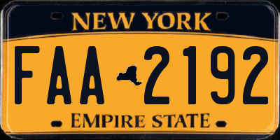 NY license plate FAA2192